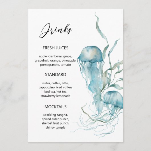 Meeresfrüchte Meeresfrüchte Menü "Coral Reef" Menükarte (Vorderseite)