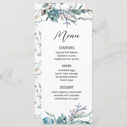 Meeresfrüchte Meeresfrüchte Menü "Coral Reef" Menükarte (Vorne/Hinten)