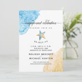 Meeresfrüchte Meeresfrüchte + Sandküste Verlobung Einladung (Stehend Vorderseite)