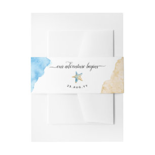 Meeresfrüchte Meeresküste Hochzeitssand Einladungsbanderole