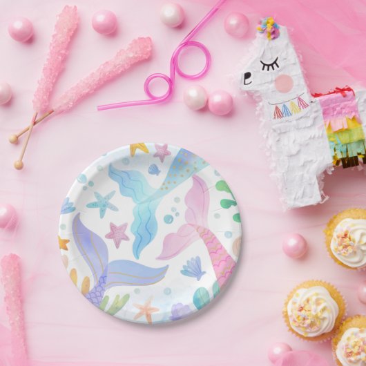 Meeresfrüchte Meerjungfrau Schwanz unter dem Party Pappteller (Party)