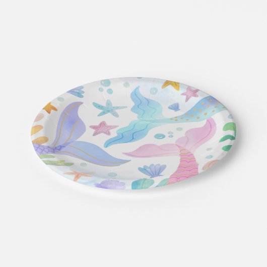 Meeresfrüchte Meerjungfrau Schwanz unter dem Party Pappteller (Schrägansicht)