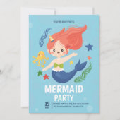 Meeresfrüchte-Meerjungfrau unter der Geburtstagspa Einladung (Vorderseite)