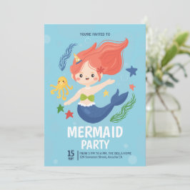 Meeresfrüchte-Meerjungfrau unter der Geburtstagspa Einladung