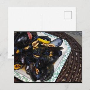 Meeresfrüchte Miesmuscheln in einer Schüssel Postkarte
