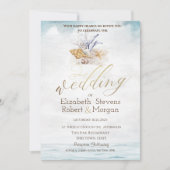 Meeresfrüchte-Muscheln, Hochzeit am Meer Einladung (Vorderseite)