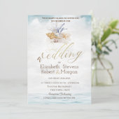 Meeresfrüchte-Muscheln, Hochzeit am Meer Einladung (Stehend Vorderseite)