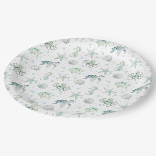 Meeresfrüchte Muscheln Pappteller (Schrägansicht)