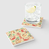 Meeresfrüchte-Muster Steinuntersetzer (Seitenansicht)