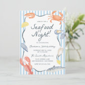 Meeresfrüchte-Nacht-Geburtstagsparty Einladung (Stehend Vorderseite)