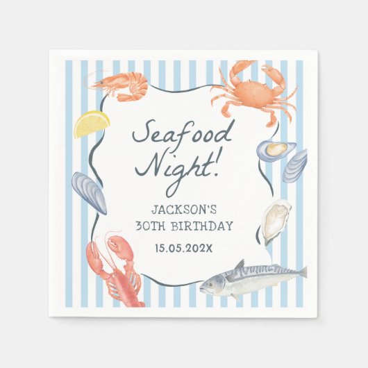 Meeresfrüchte-Nacht-Geburtstagsparty Serviette (Vorderseite)