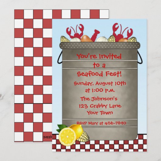 Meeresfrüchte-Party Einladung (Vorne/Hinten)