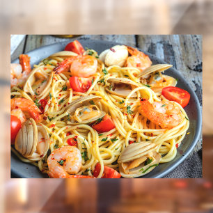 Meeresfrüchte-Pasta Garnelen Muscheln Gewürze Bild Fensteraufkleber