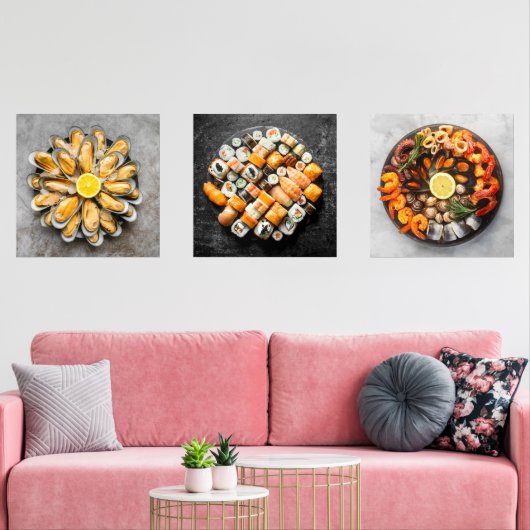 Meeresfrüchte-Platinen Bilderwand Sets (Wohnzimmer)