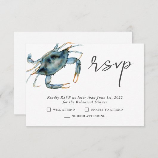 Meeresfrüchte Probe Abendessen RSVP Karte (Vorne/Hinten)