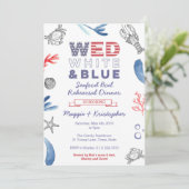 Meeresfrüchte Probe Dinner, Red White Blue Einladung (Stehend Vorderseite)