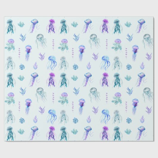 Meeresfrüchte-Quallen und Meeresalgen Geschenkpapier (Flach)