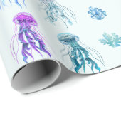 Meeresfrüchte-Quallen und Meeresalgen Geschenkpapier (Rolleneckpunkt)