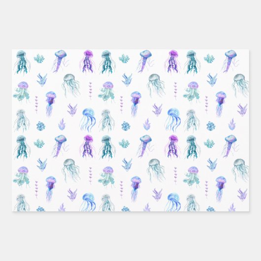 Meeresfrüchte-Quallen und Meeresalgen Geschenkpapier Set (Vorderseite 3)