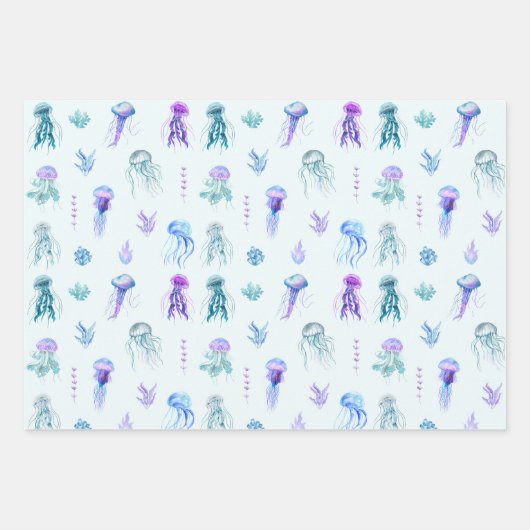 Meeresfrüchte-Quallen und Meeresalgen Geschenkpapier Set (Vorderseite)