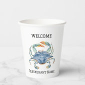 Meeresfrüchte Restaurant Willkommen Blue Crab Pers Pappbecher (Vorderseite)