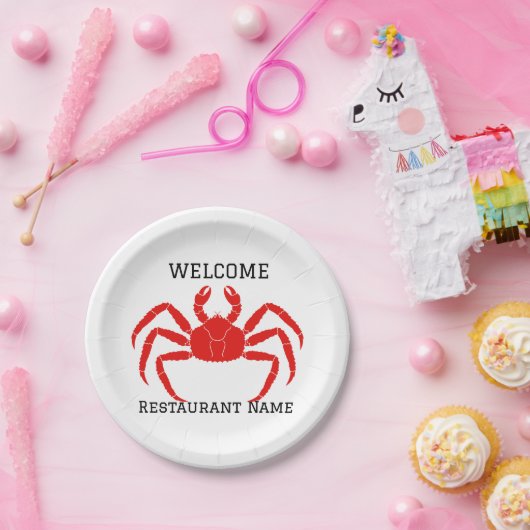 Meeresfrüchte Restaurant Willkommen Red Crab Perso Pappteller (Party)