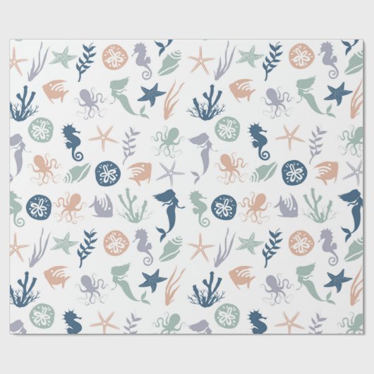 Meeresfrüchte-Seepferd Starfish Geschenkpapier (Flach)