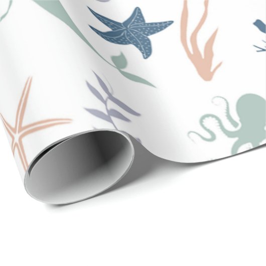 Meeresfrüchte-Seepferd Starfish Geschenkpapier (Rolleneckpunkt)