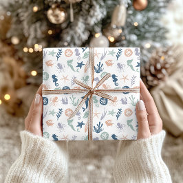 Meeresfrüchte-Seepferd Starfish Geschenkpapier