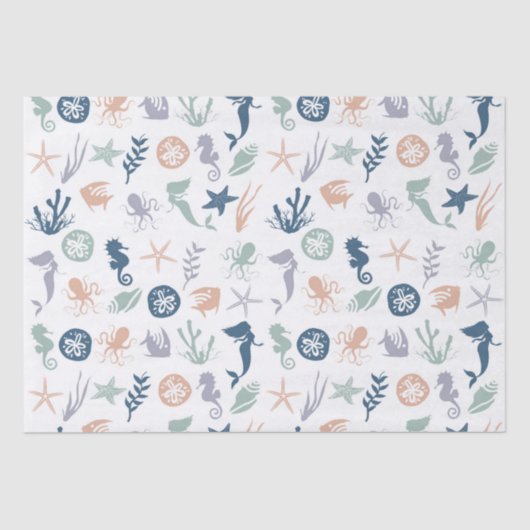 Meeresfrüchte-Seepferd Starfish Seidenpapier (Vorderseite)