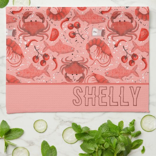 Meeresfrüchte spektakulär geschirrtuch (Gefaltet)