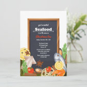 Meeresfrüchte stehen auf der Speisekarte Einladung (Stehend Vorderseite)