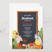 Meeresfrüchte stehen auf der Speisekarte Einladung (Vorne/Hinten)