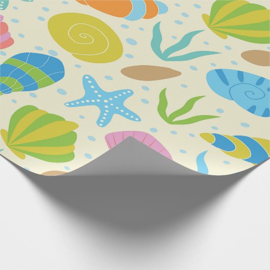 Meeresfrüchte und Austern an der Küste Geschenkpapier (Ecke)