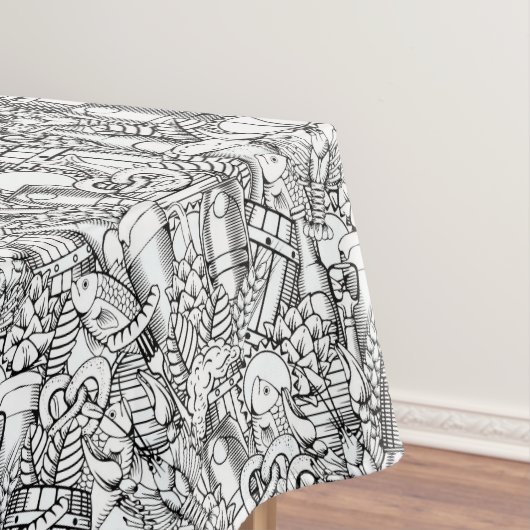 Meeresfrüchte und Biertabletten Tischdecke (Beispiel)