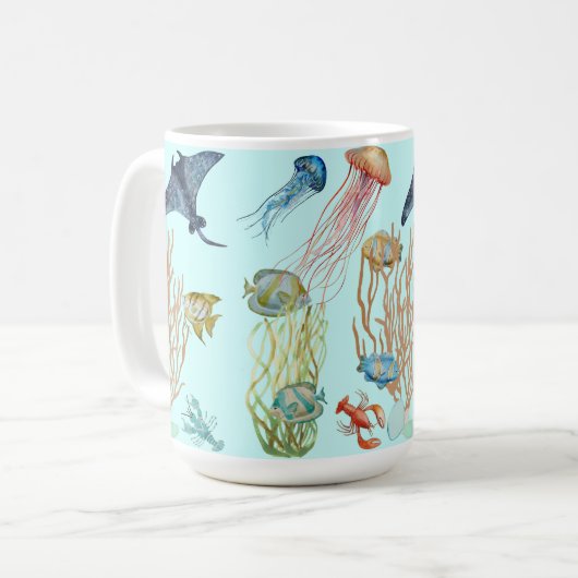 Meeresfrüchte und Meeresfrüchte Kaffeetasse (Vorderseite Links)