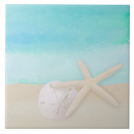 Meeresfrüchte und Sand Dollar Fliese (Vorderseite)