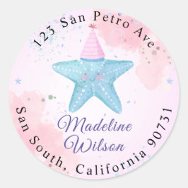 Meeresfrüchte unter der Rücksendeadresse Runder Aufkleber