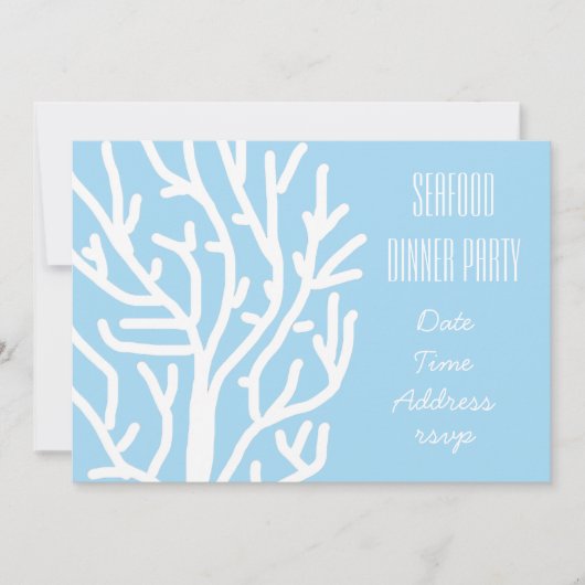 Meeresfrüchte zum Thema Meereskorallen Abendessen Einladung (Vorderseite)
