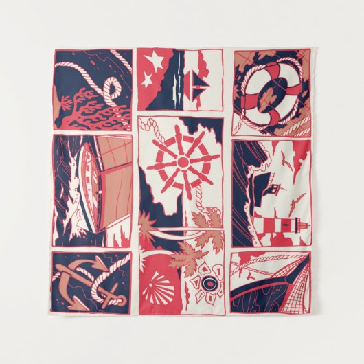 Meeresgeschichte Wandteppich (Vorderseite (Horizontal))