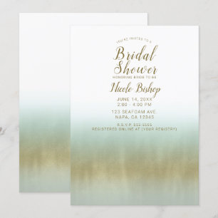 Meeresgischt Gold Weiß Elegante Strand-Hochzeitsdu Einladung