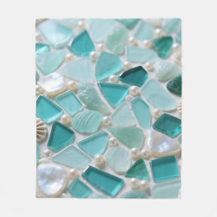 Meeresglas-Mosaik Türkis Küstencharme Fleecedecke