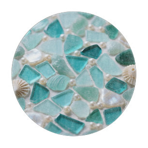 Meeresglas-Mosaik Türkis Küstencharme Schneidebrett