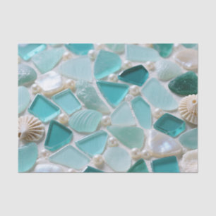 Meeresglas-Mosaik Türkis Küstencharme Seidenpapier