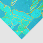 Meeresgrotto Abstrakt, Türkis, Aqua und Gold Seidenpapier (Ausschnitt)