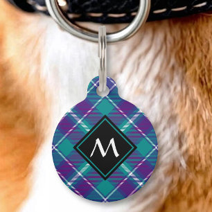 Meeresgrün, Lila und Blau Tartan Haustiermarke