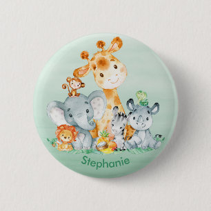 Meeresgrün Wasserfarbe Niedlich Safari Jungle Tie Button