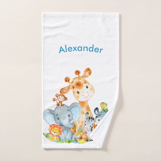 Meeresgrün Wasserfarbe Niedlich Safari Jungle Tier Badhandtuch Set (Handtuch)