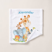 Meeresgrün Wasserfarbe Niedlich Safari Jungle Tier Badhandtuch Set (Waschlappen)