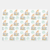 Meeresgrün Wasserfarbe Niedlich Safari Jungle Tier Geschenkpapier Set (Vorderseite)